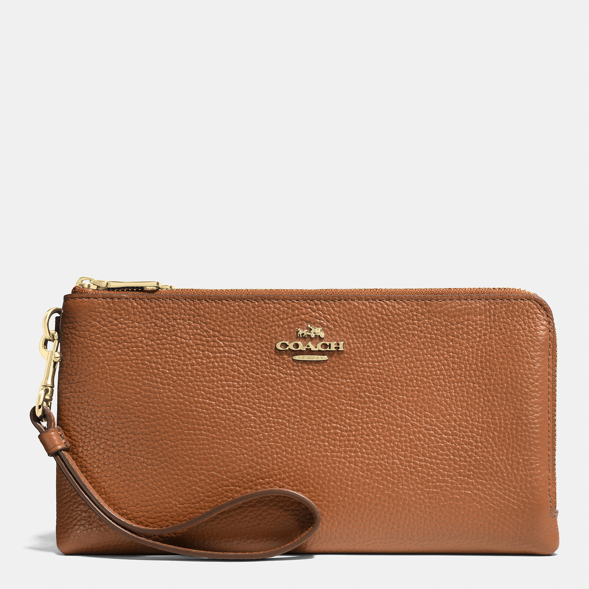 Coach Double Zip Wallet In Pebble Leather | Coach Outlet Canada